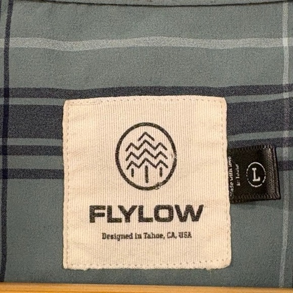 FLYLOW Mens Short Sleeve Plaid Pearl Snap Front Shirt Tahoe CA Designed Large - Picture 8 of 9